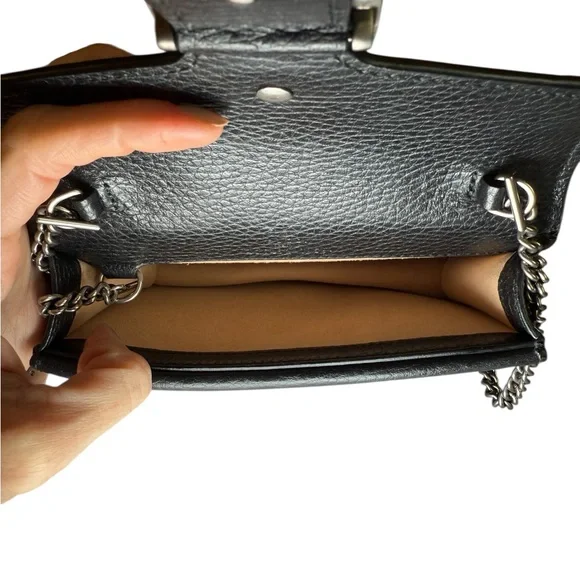 Gucci Dionysus mini bag in blk leather crystal closure crossbody shoulder clutch - Picture 10 of 15